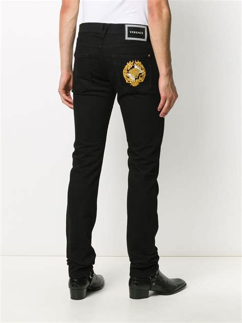 versace collection men's slim 5 pocket jeans nero|Versace men's jeans.